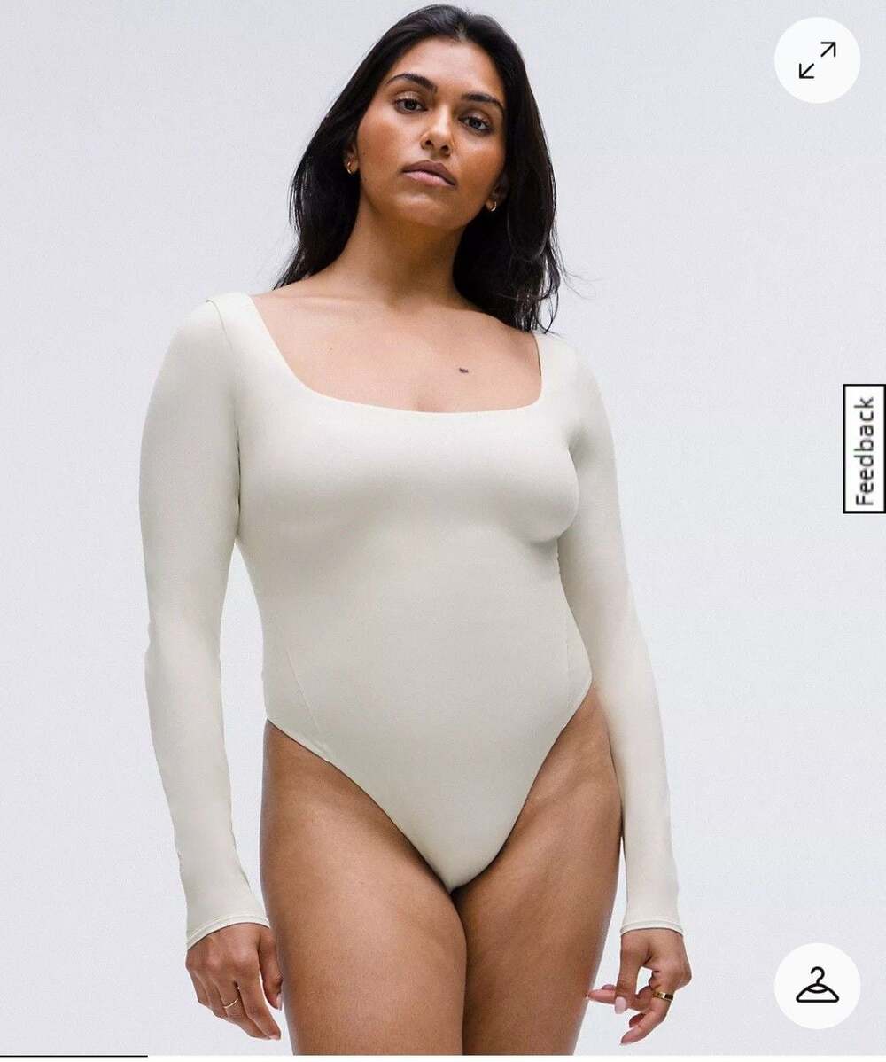 Lululemon Wundermost Ultra-Soft Nulu Square-Neck Long-Sleeve Bodysuit sz LARGE